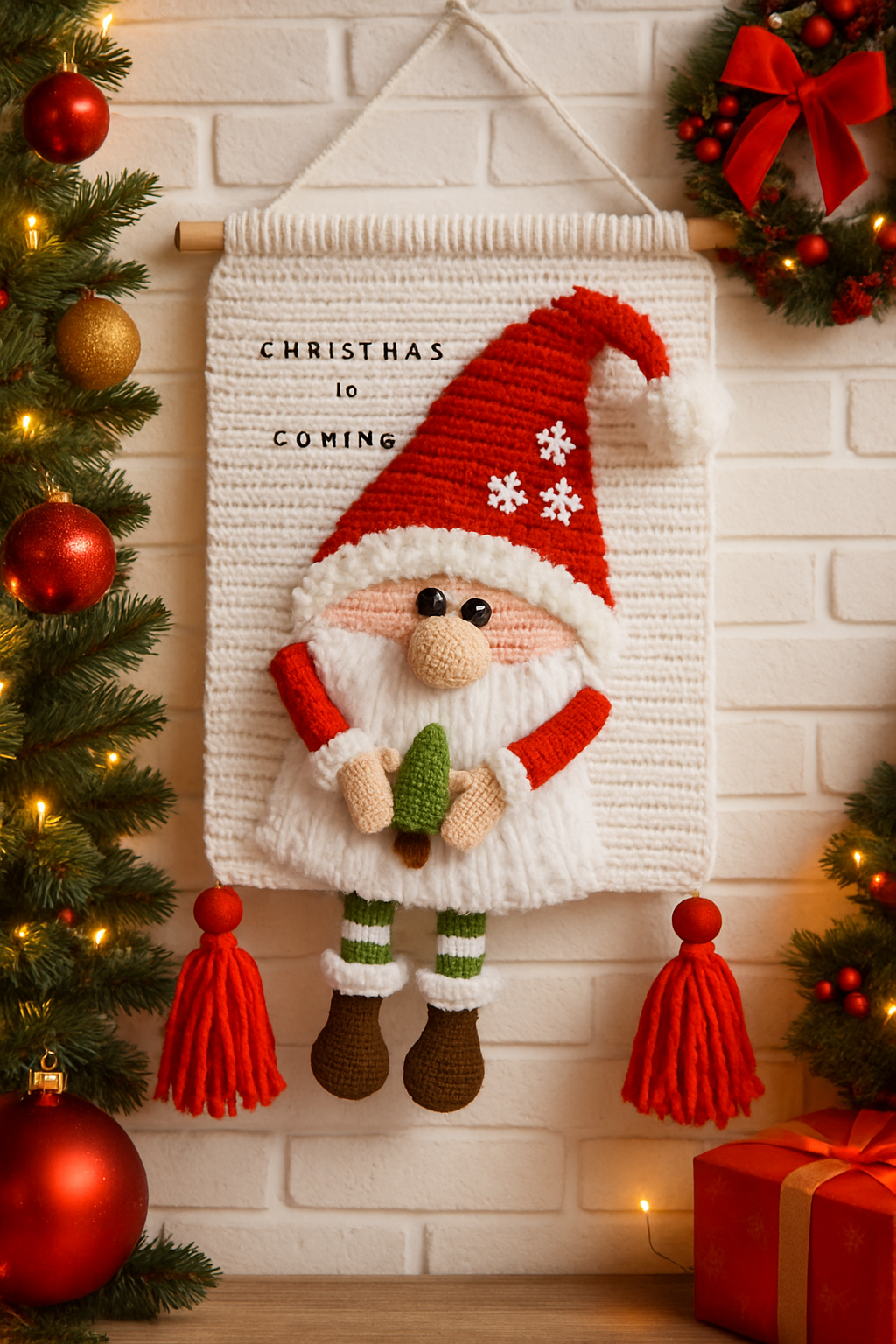 Santa Gnome Wall Hanging Crochet Pattern