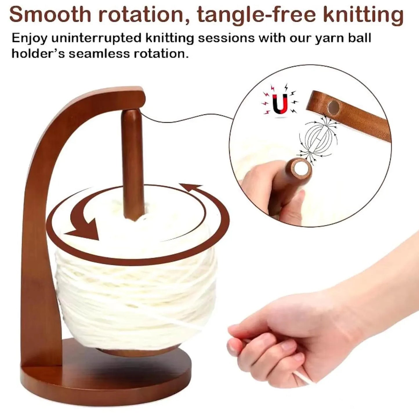 Magnetic Wooden Yarn Holder β Smooth, Tangle-Free Knitting &Crochet