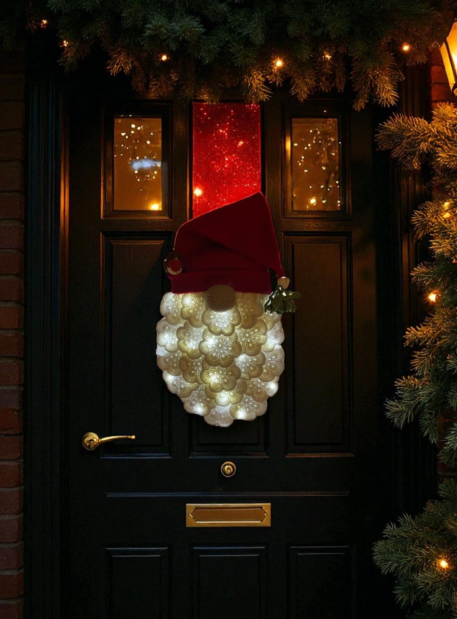 π Festive Gonk Wreath with Light-Up Beard Crochet Pattern
