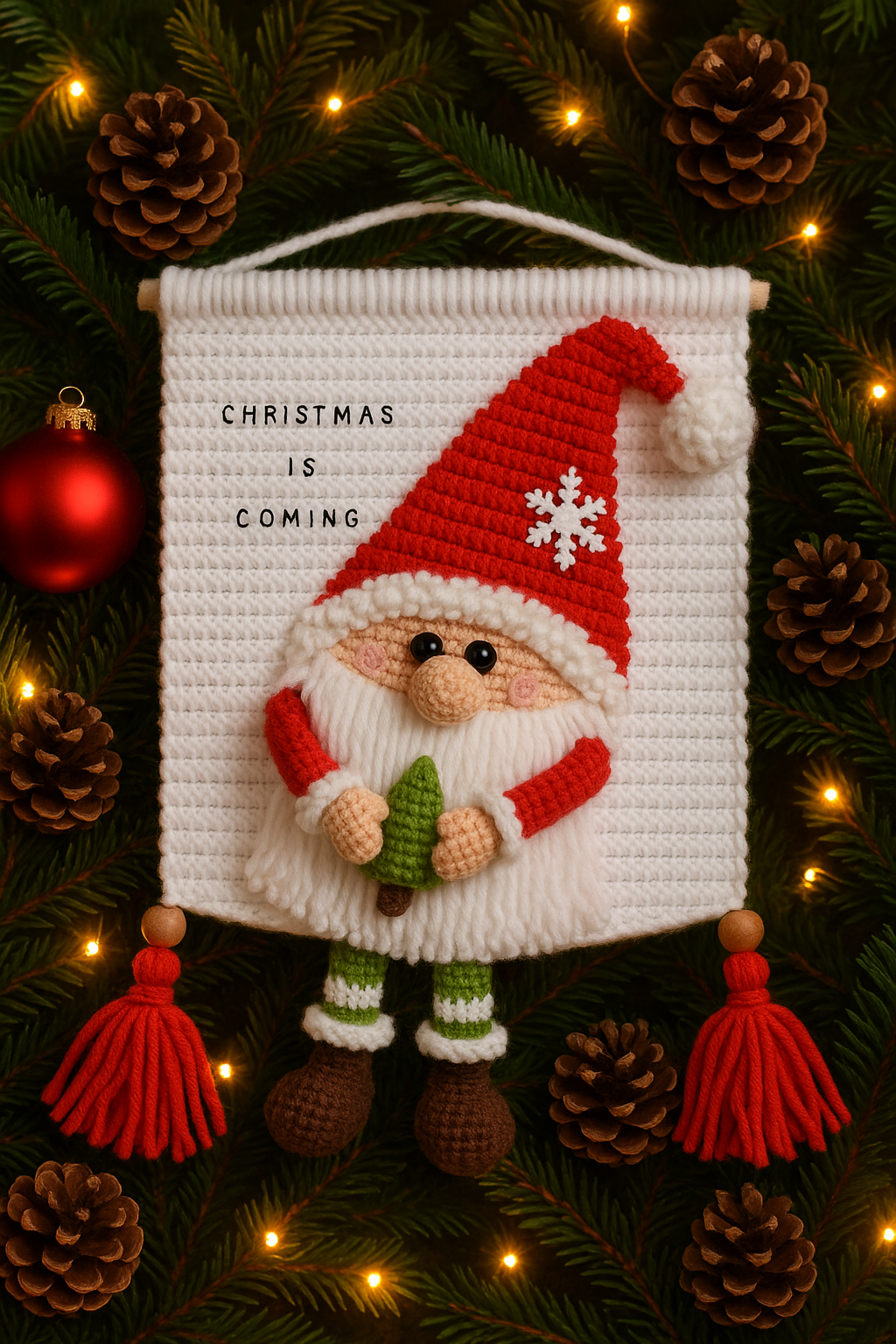 Santa Gnome Wall Hanging Crochet Pattern