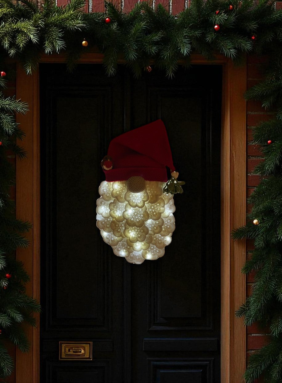 π Festive Gonk Wreath with Light-Up Beard Crochet Pattern