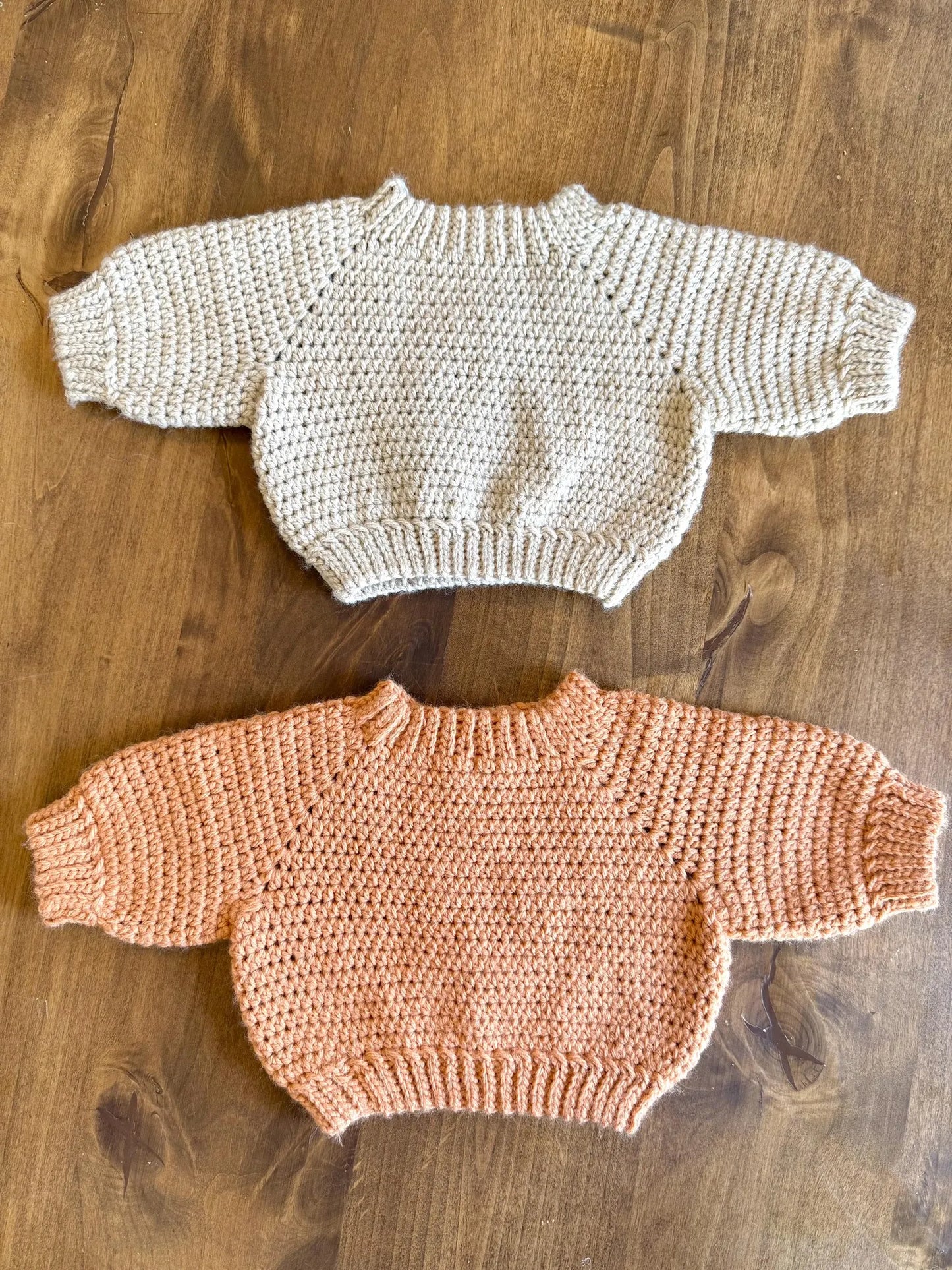 Oversized Crochet Raglan Baby Sweater Pattern + Video Tutorial
