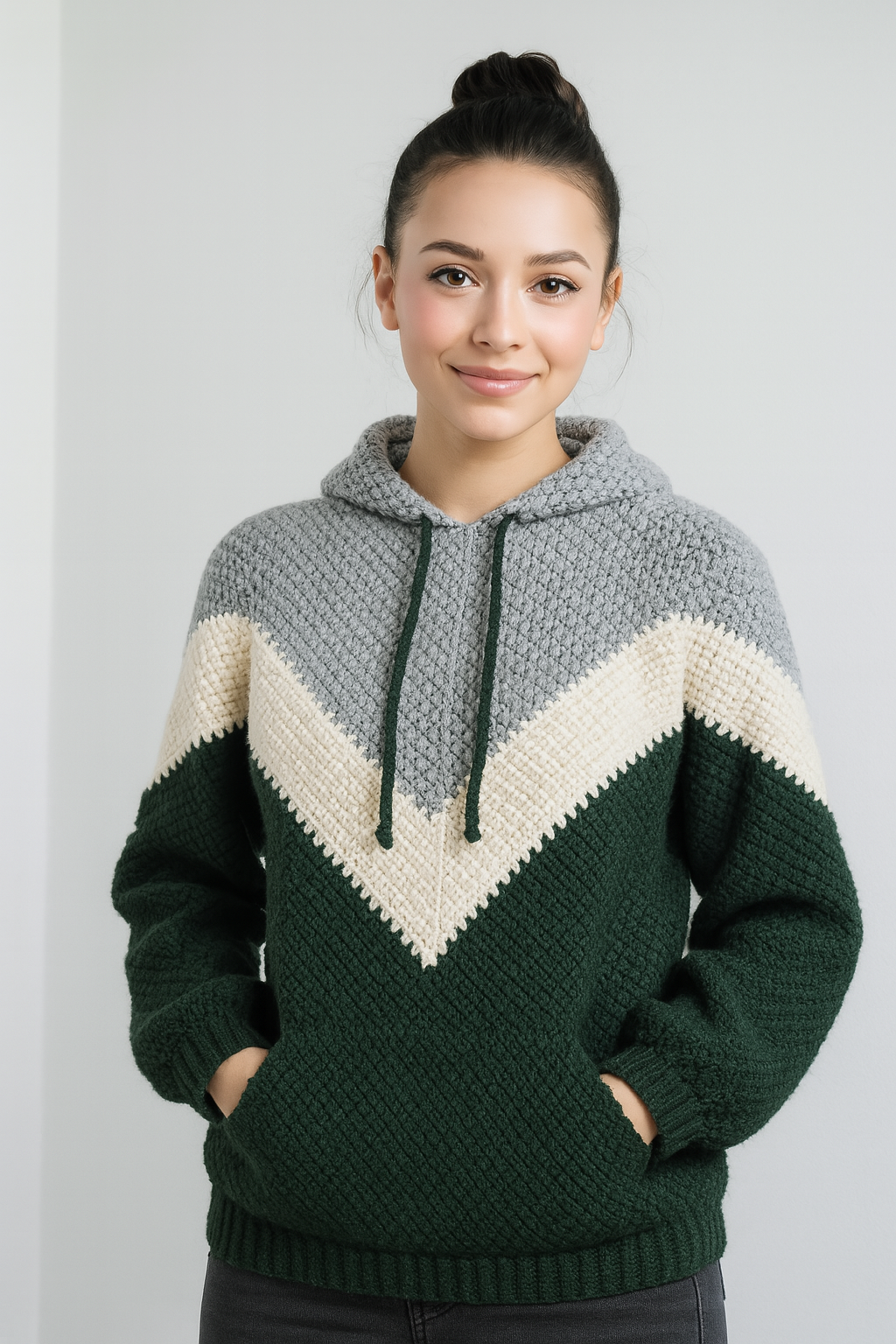 Crochet Hoodie Pattern | Optional Hood & Pocket | Sizes XS–3X