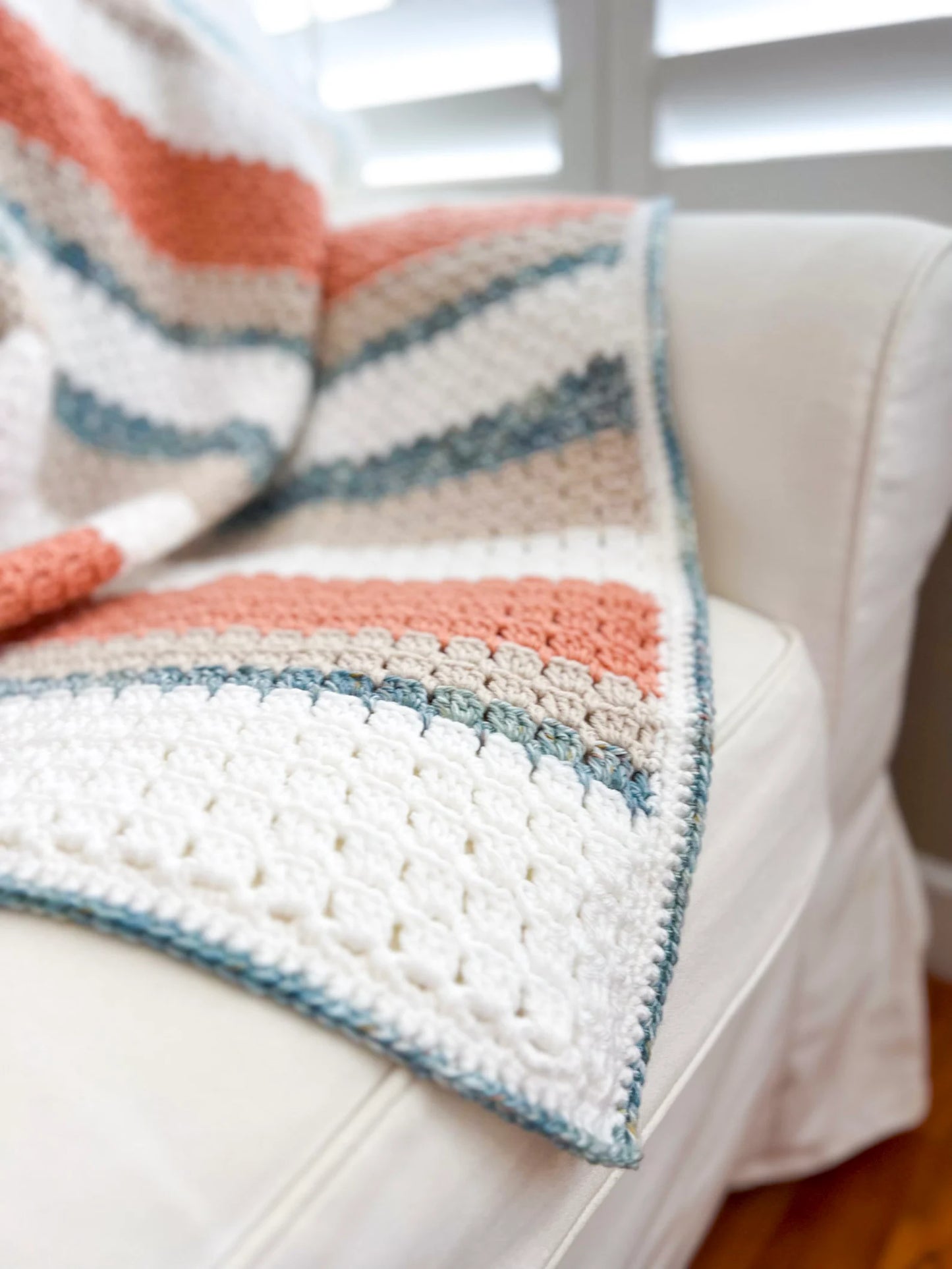 Terracotta Shores Blanket Crochet Pattern – Easy Block Stitch Throw