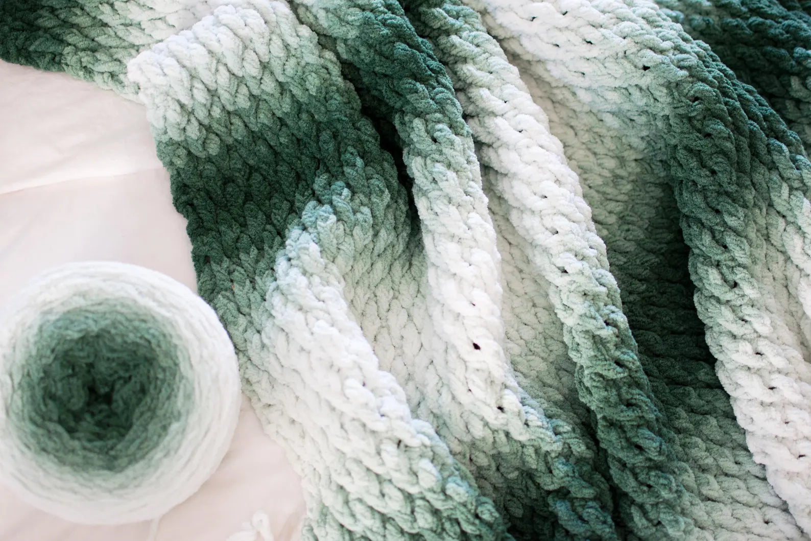 Chunky Evergreen Throw Blanket Crochet Pattern