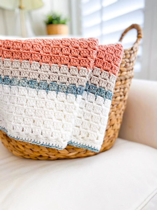 Terracotta Shores Blanket Crochet Pattern – Easy Block Stitch Throw