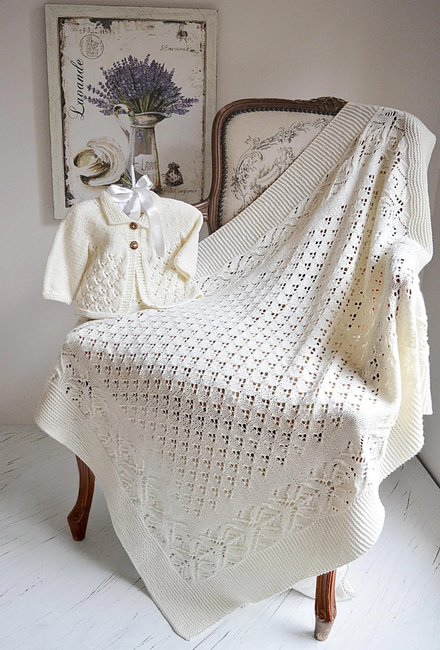 Lace Diamond Baby Set Knitting Pattern