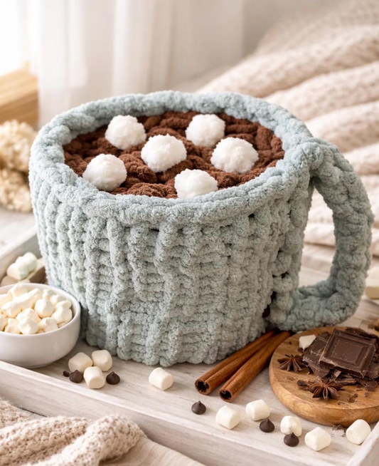 ☕ Hot Cocoa Mug Blanket Pattern (Hand-Knit &amp; Crochet)