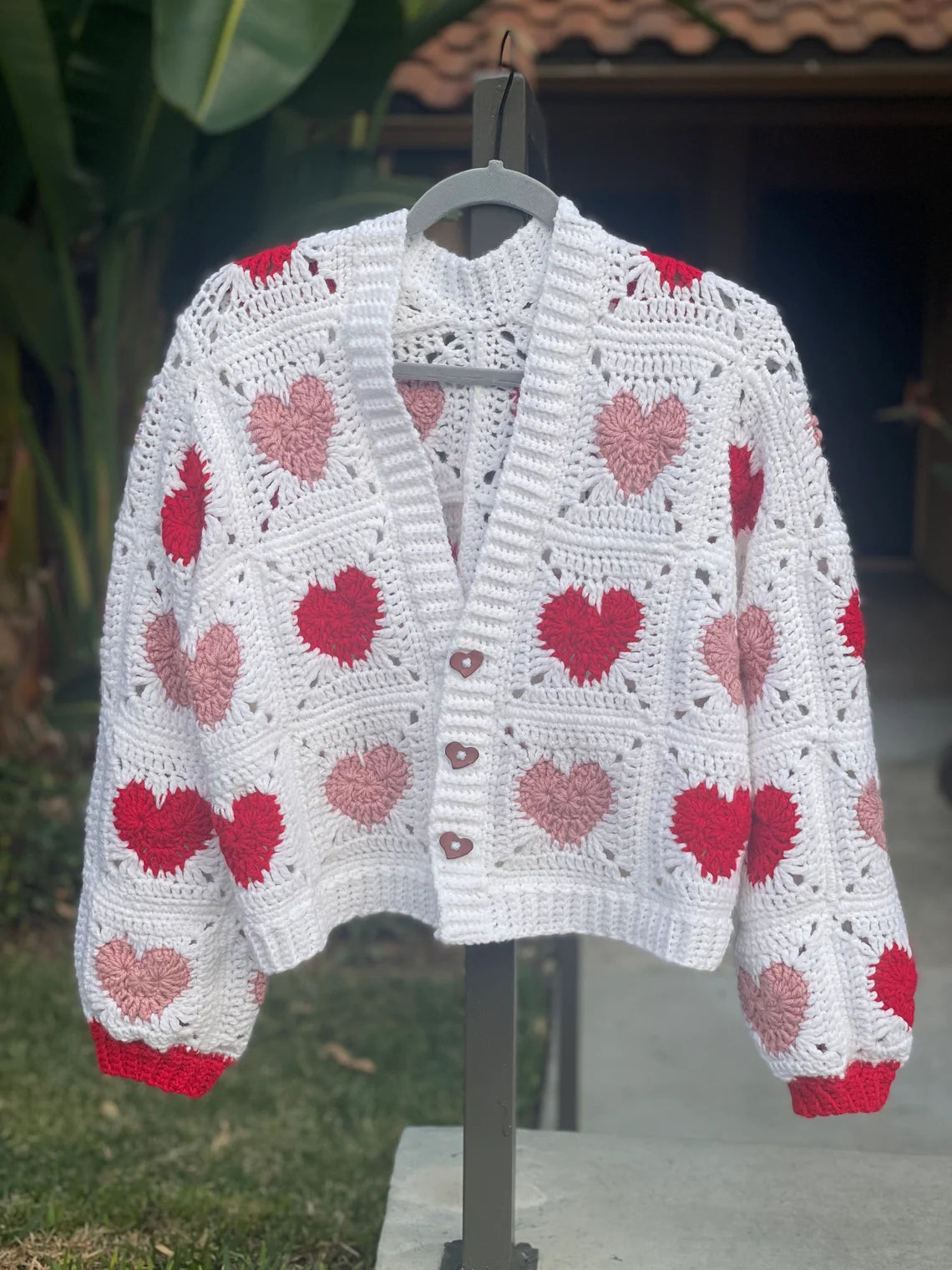 Heart Granny Square Cardigan Crochet Pattern