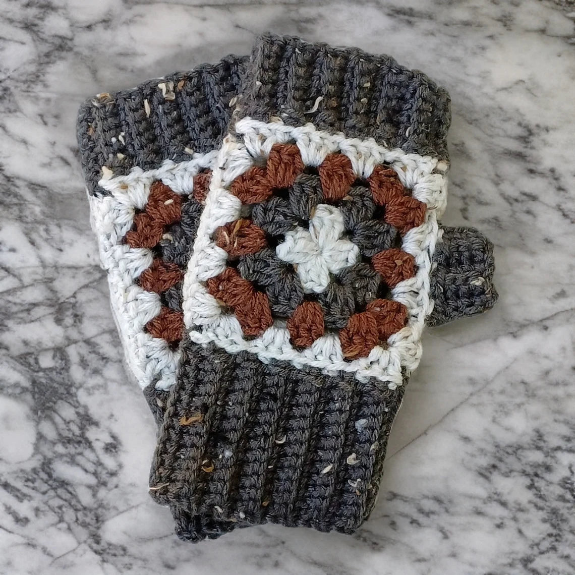 Granny Square Fingerless Mitts Crochet Pattern