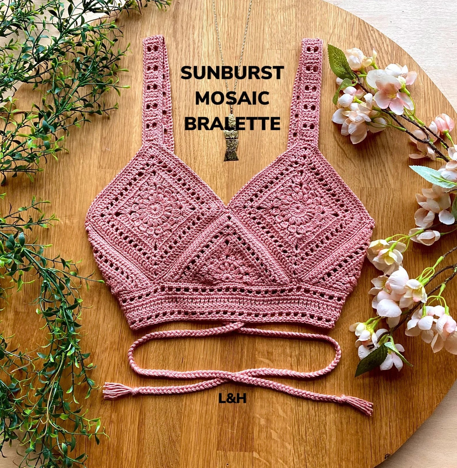 Sunburst Mosaic Bralette – PDF Instructions for Tops & Dresses Crochet Pattern