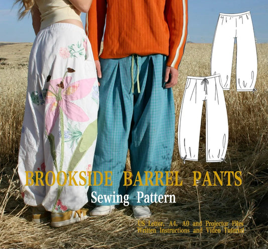 Brookside Barrel Pants PDF Sewing Pattern | Unisex | Pleats | Sizes 0-30 | Video Tutorial