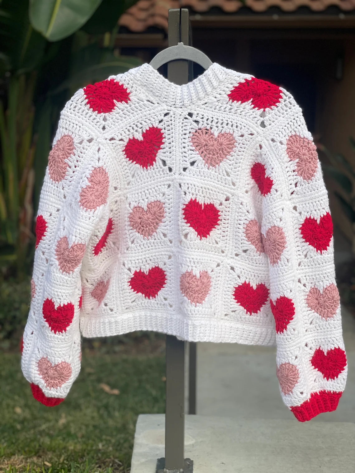 Heart Granny Square Cardigan Crochet Pattern