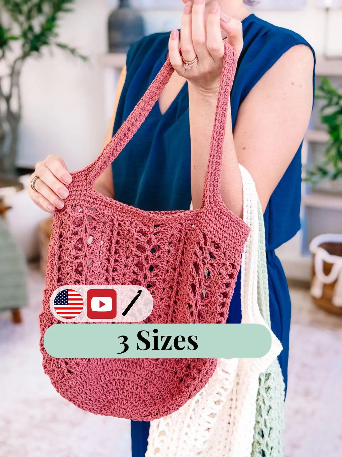 Willow Mesh Crochet Market Bag Pattern PDF + Video | Easy Reusable Tote | Beginner Friendly | 3 Sizes