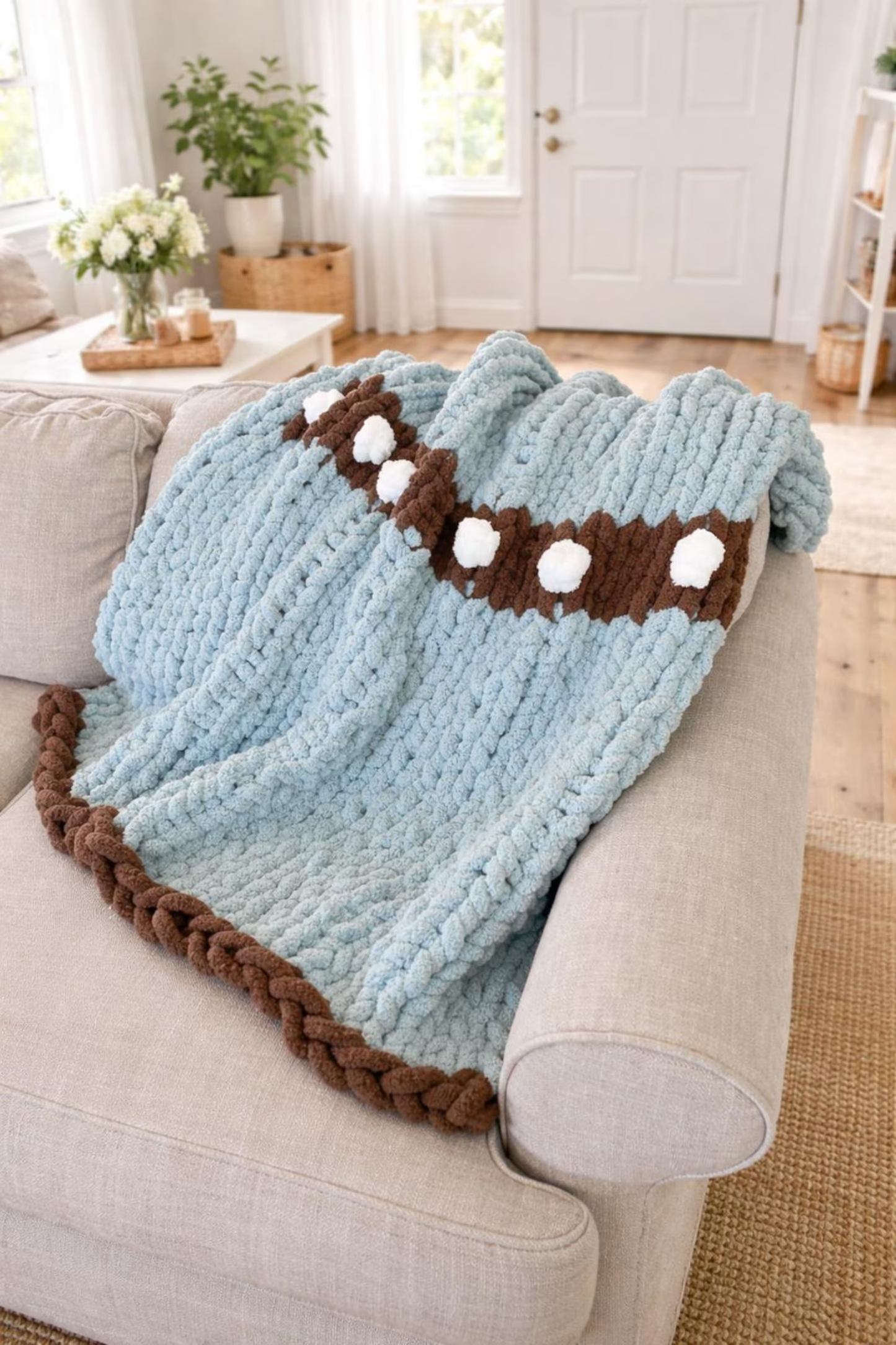 ☕ Hot Cocoa Mug Blanket Pattern (Hand-Knit &amp; Crochet)