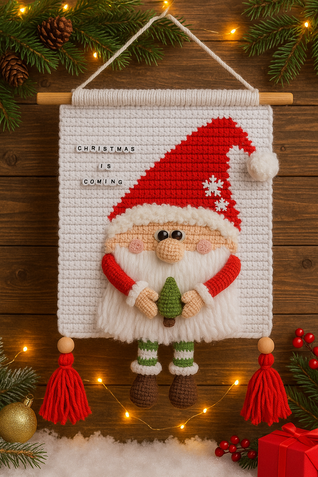 Santa Gnome Wall Hanging Crochet Pattern