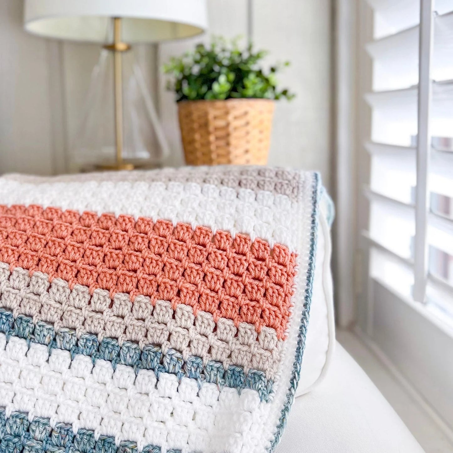 Terracotta Shores Blanket Crochet Pattern – Easy Block Stitch Throw