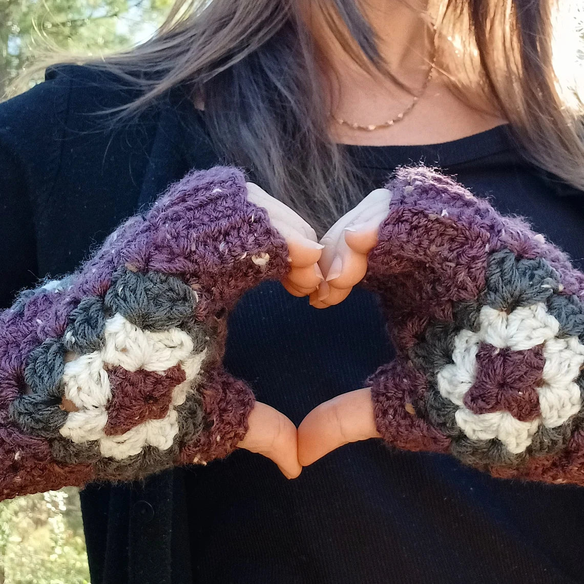 Granny Square Fingerless Mitts Crochet Pattern