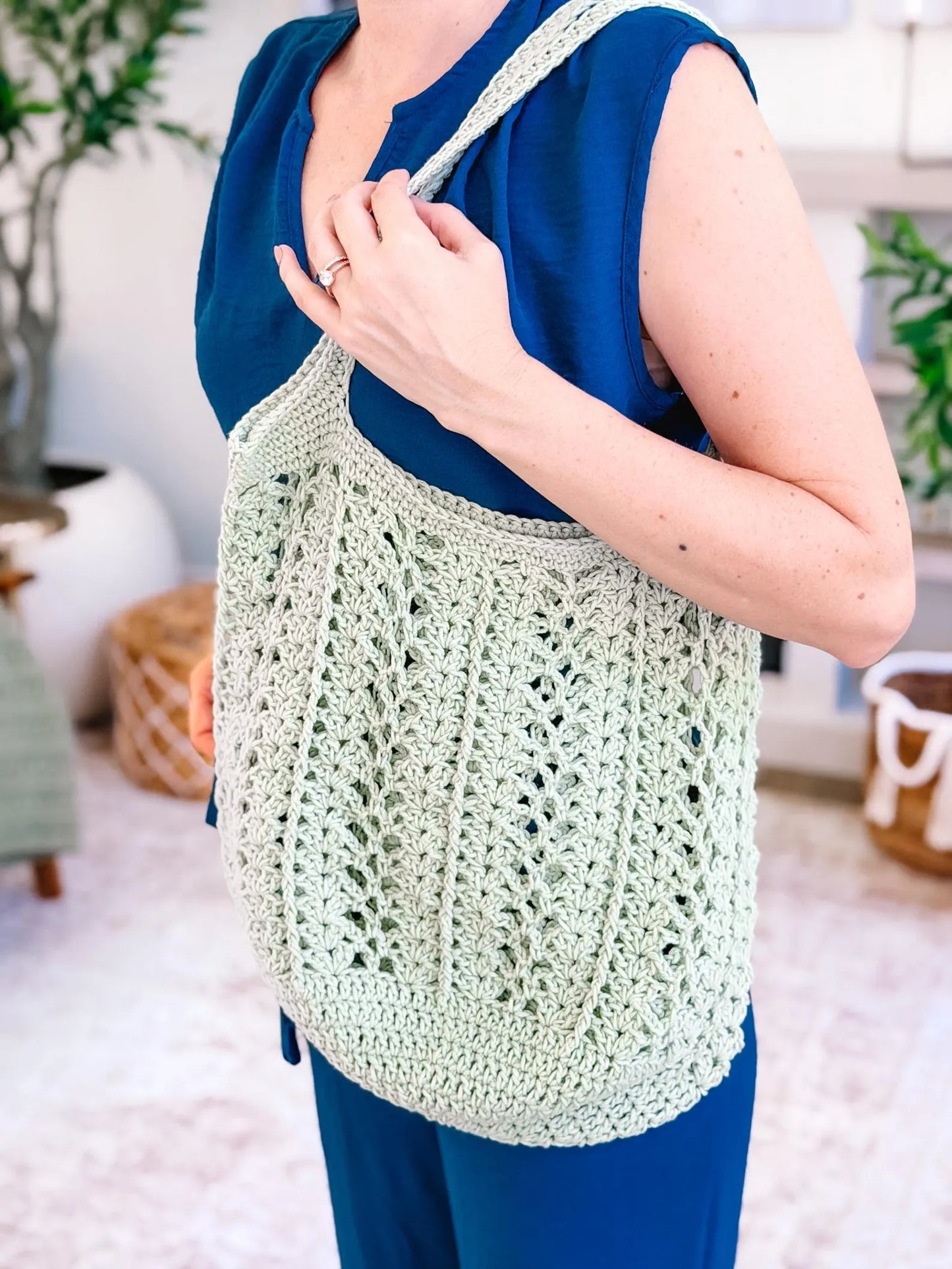 Willow Mesh Crochet Market Bag Pattern PDF + Video | Easy Reusable Tote | Beginner Friendly | 3 Sizes