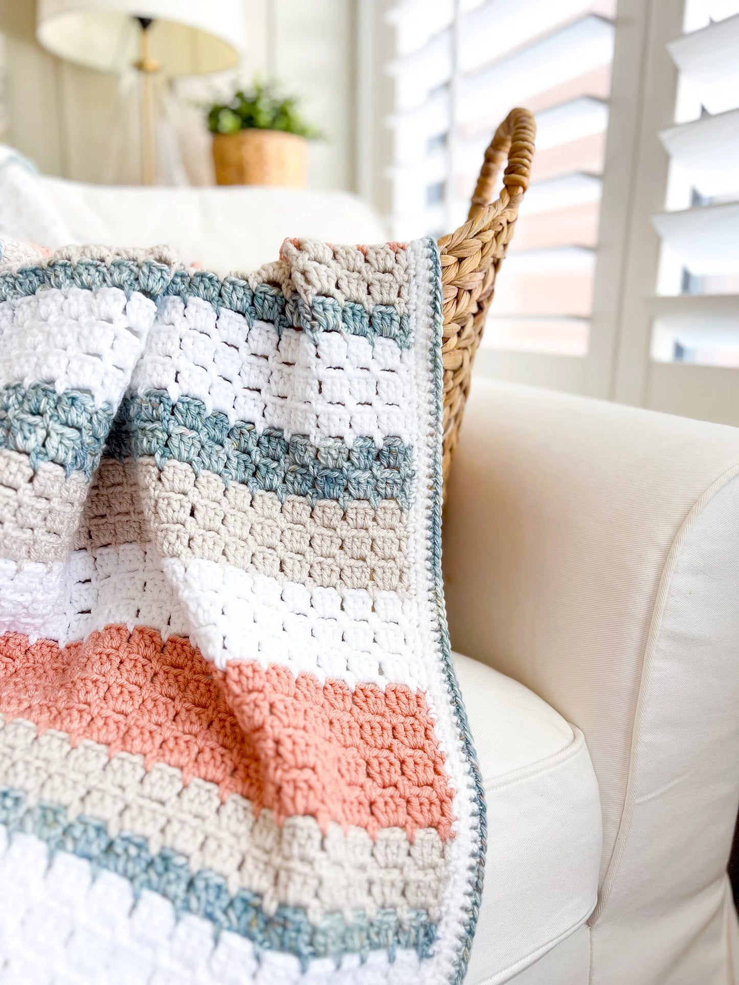 Terracotta Shores Blanket Crochet Pattern – Easy Block Stitch Throw