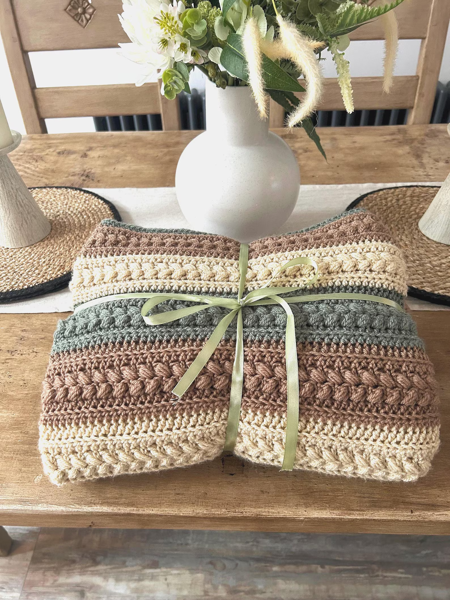 Rustic Farmhouse Throw Blanket Crochet Pattern
