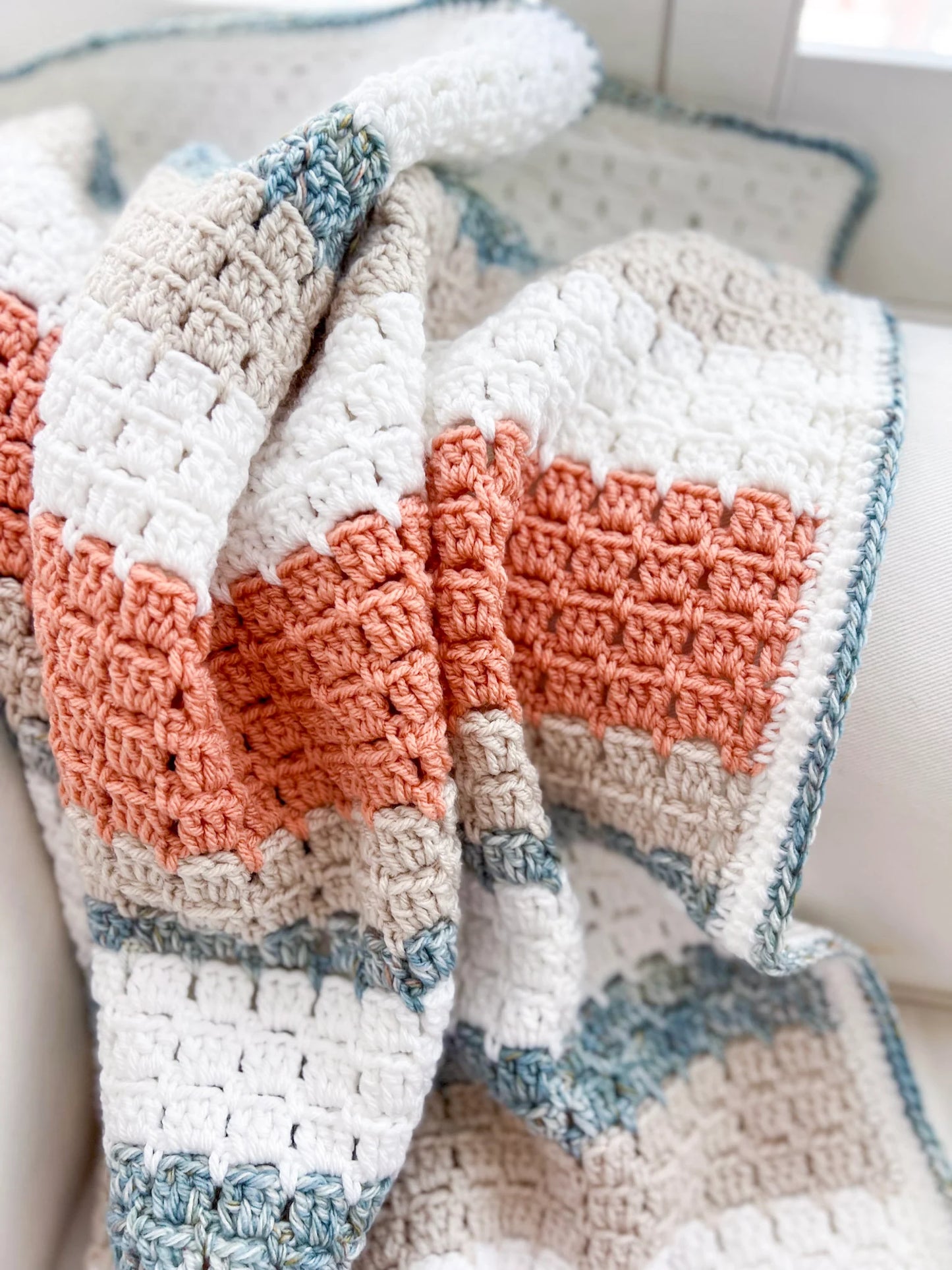 Terracotta Shores Blanket Crochet Pattern – Easy Block Stitch Throw