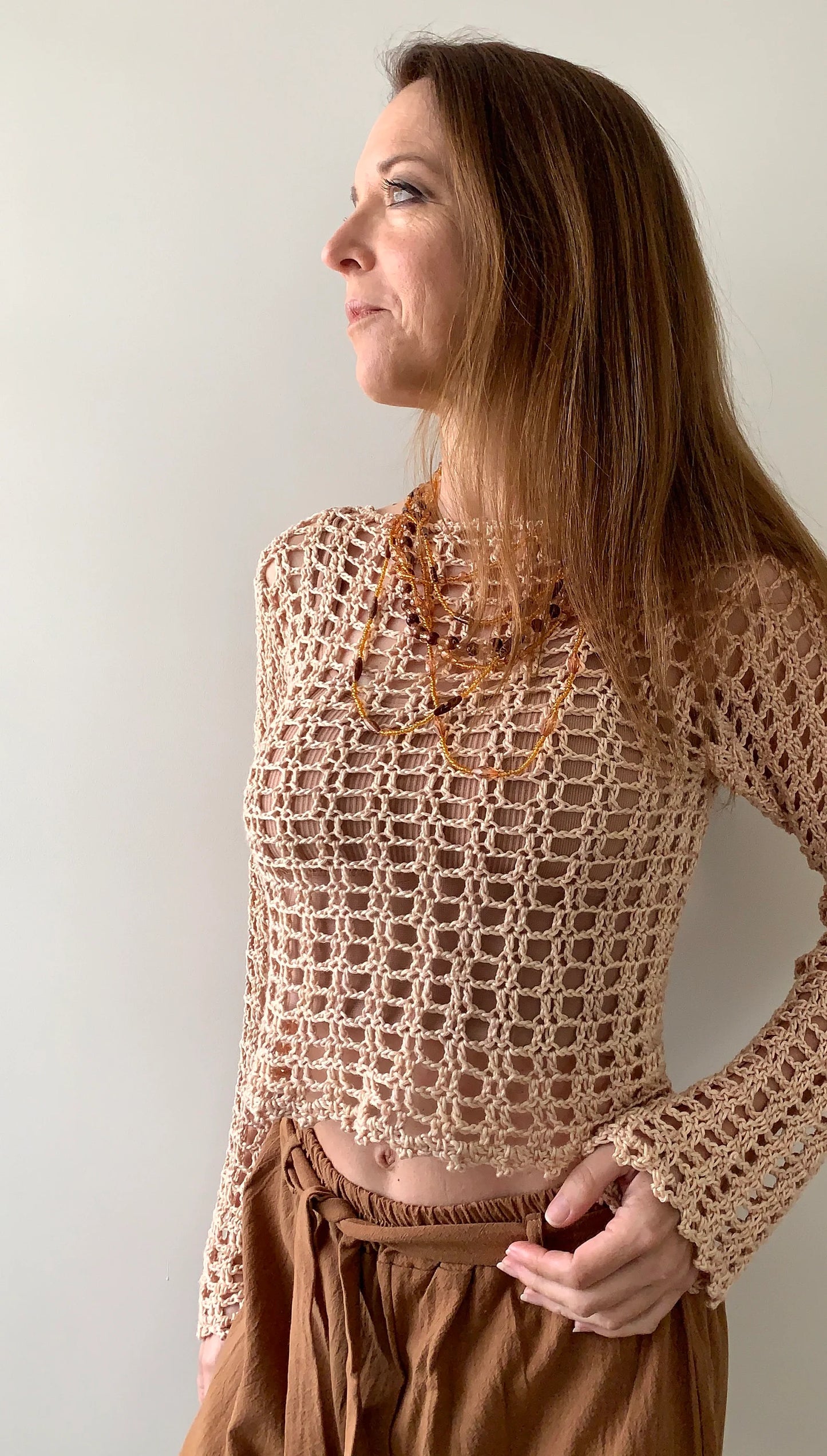 Classic Mesh Sweater - Crochet Pattern