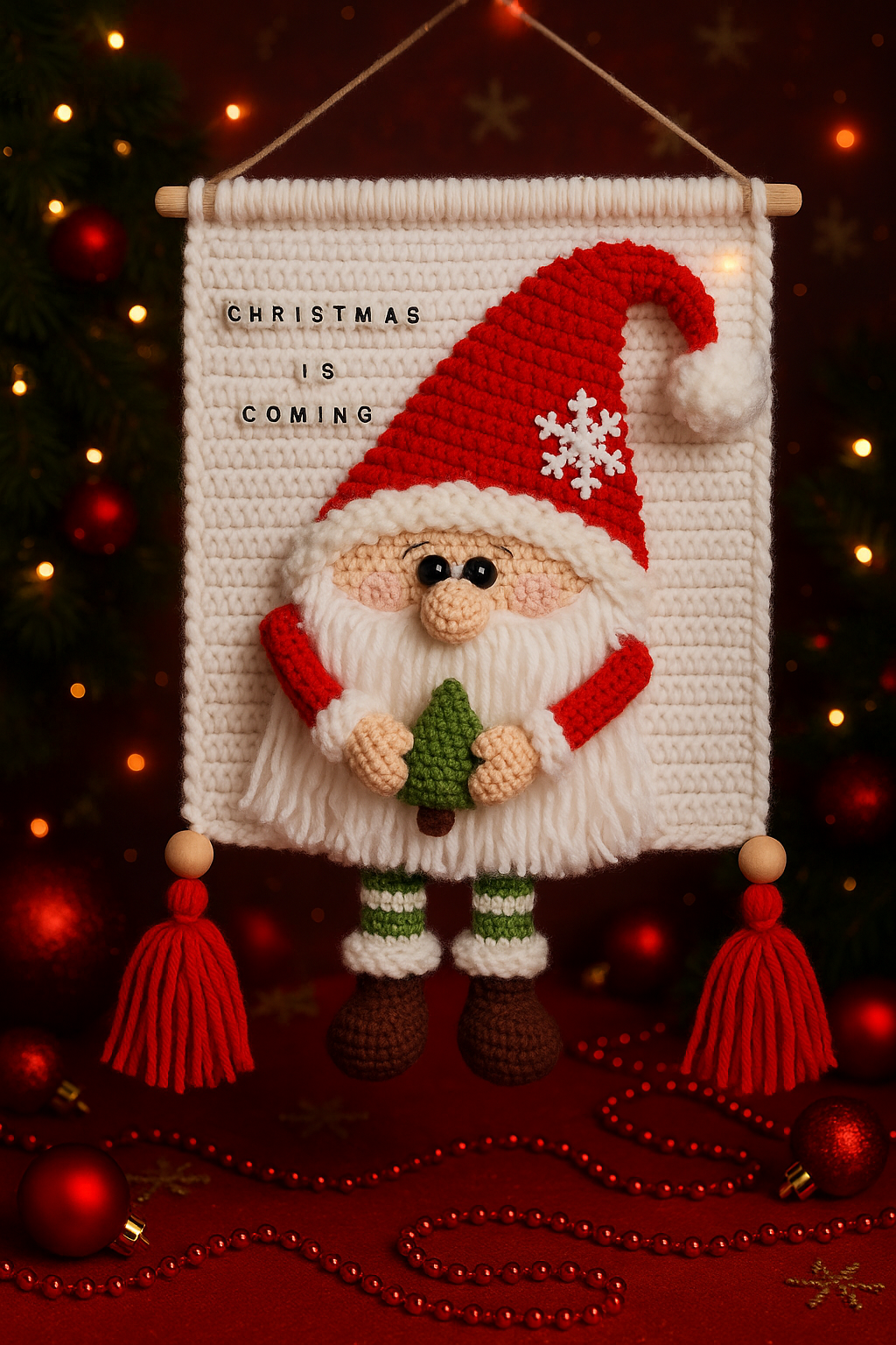 Santa Gnome Wall Hanging Crochet Pattern