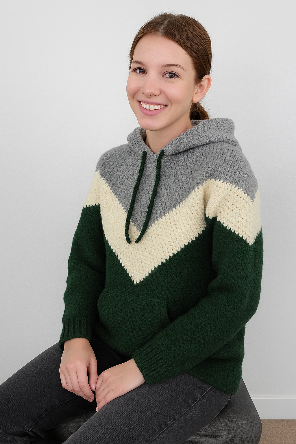 Crochet Hoodie Pattern | Optional Hood & Pocket | Sizes XS–3X