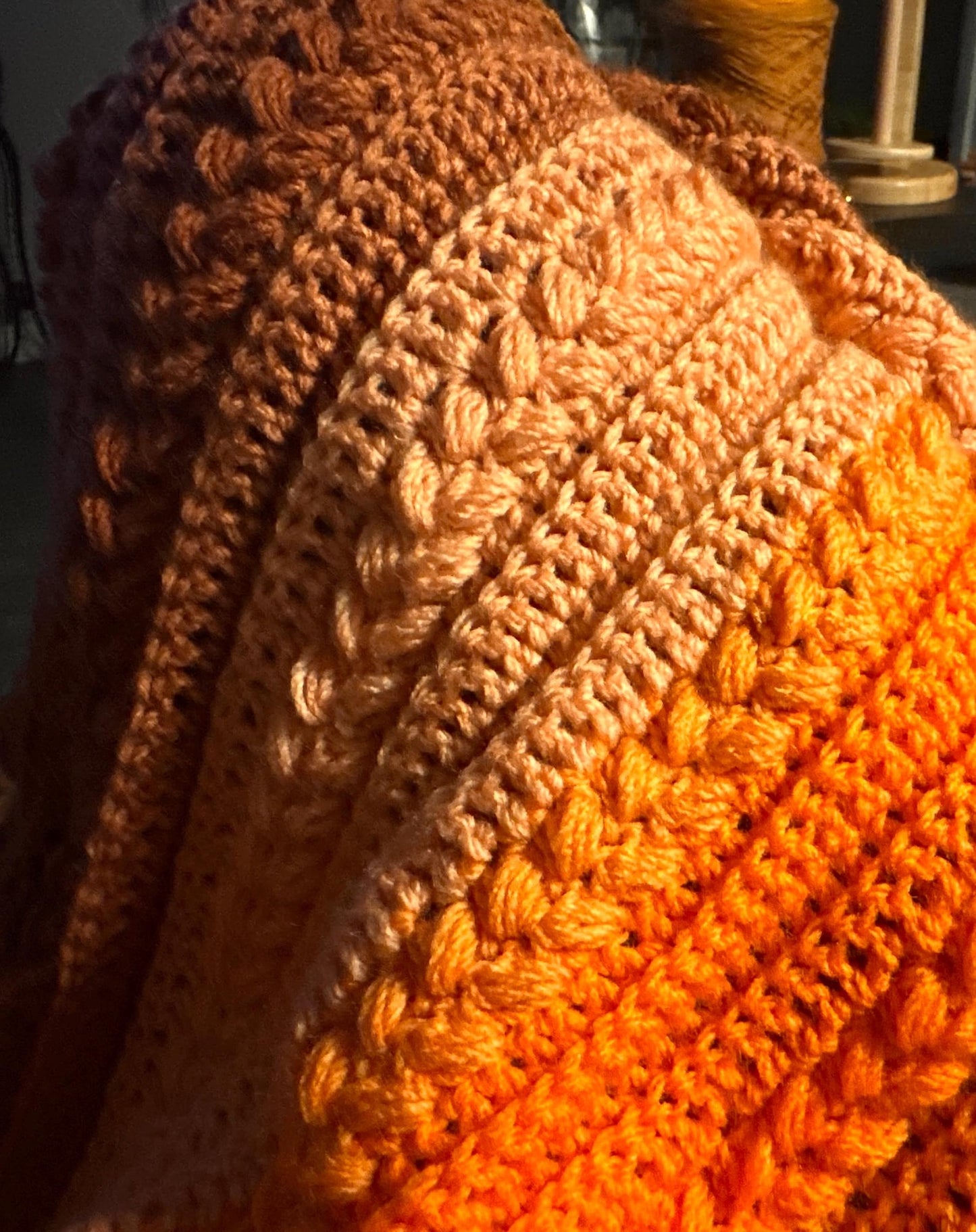 Soft Puff Heart Stitch Blanket PDF – Self-Striping 48H Afghan Crochet Pattern