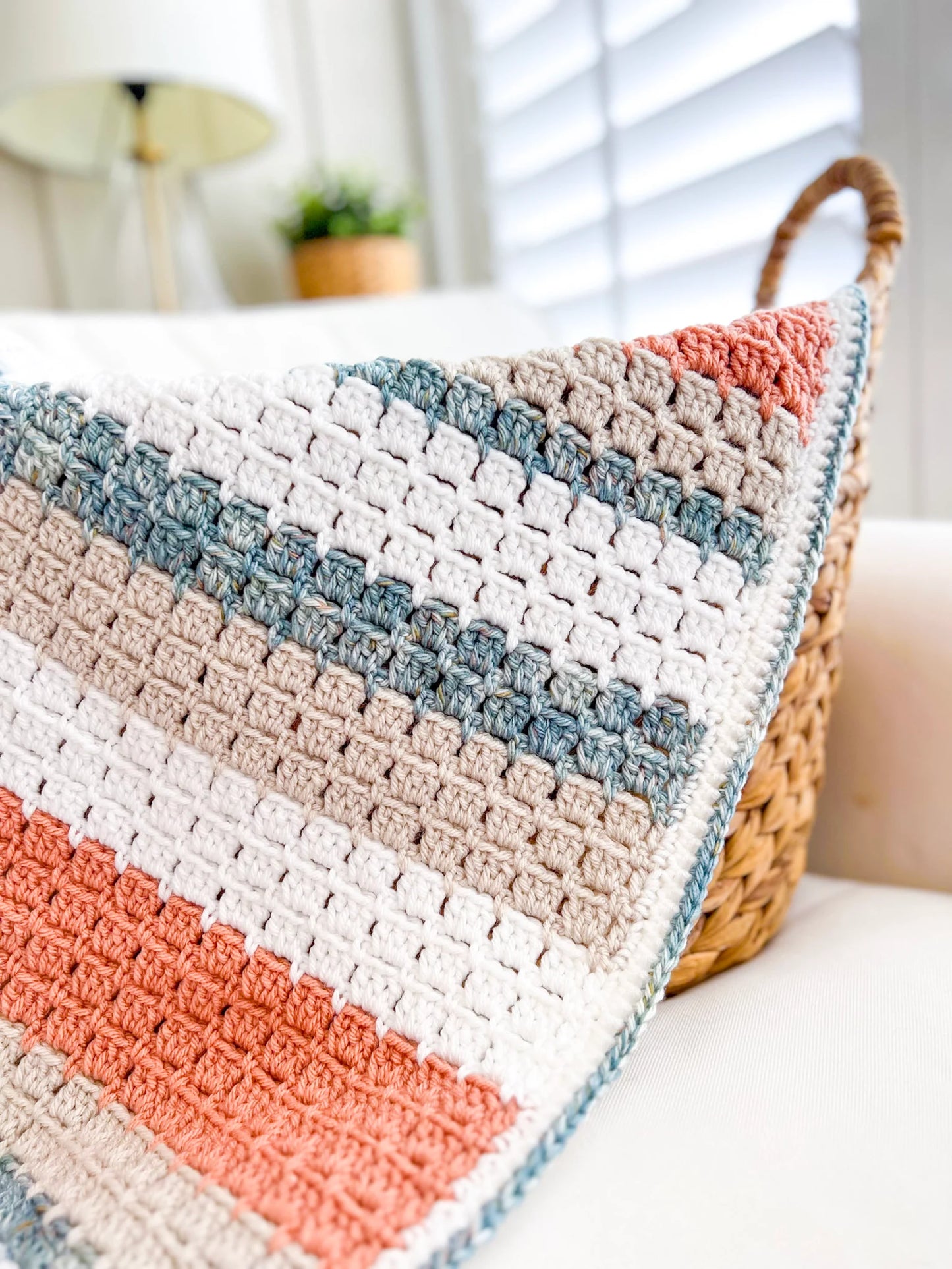 Terracotta Shores Blanket Crochet Pattern – Easy Block Stitch Throw