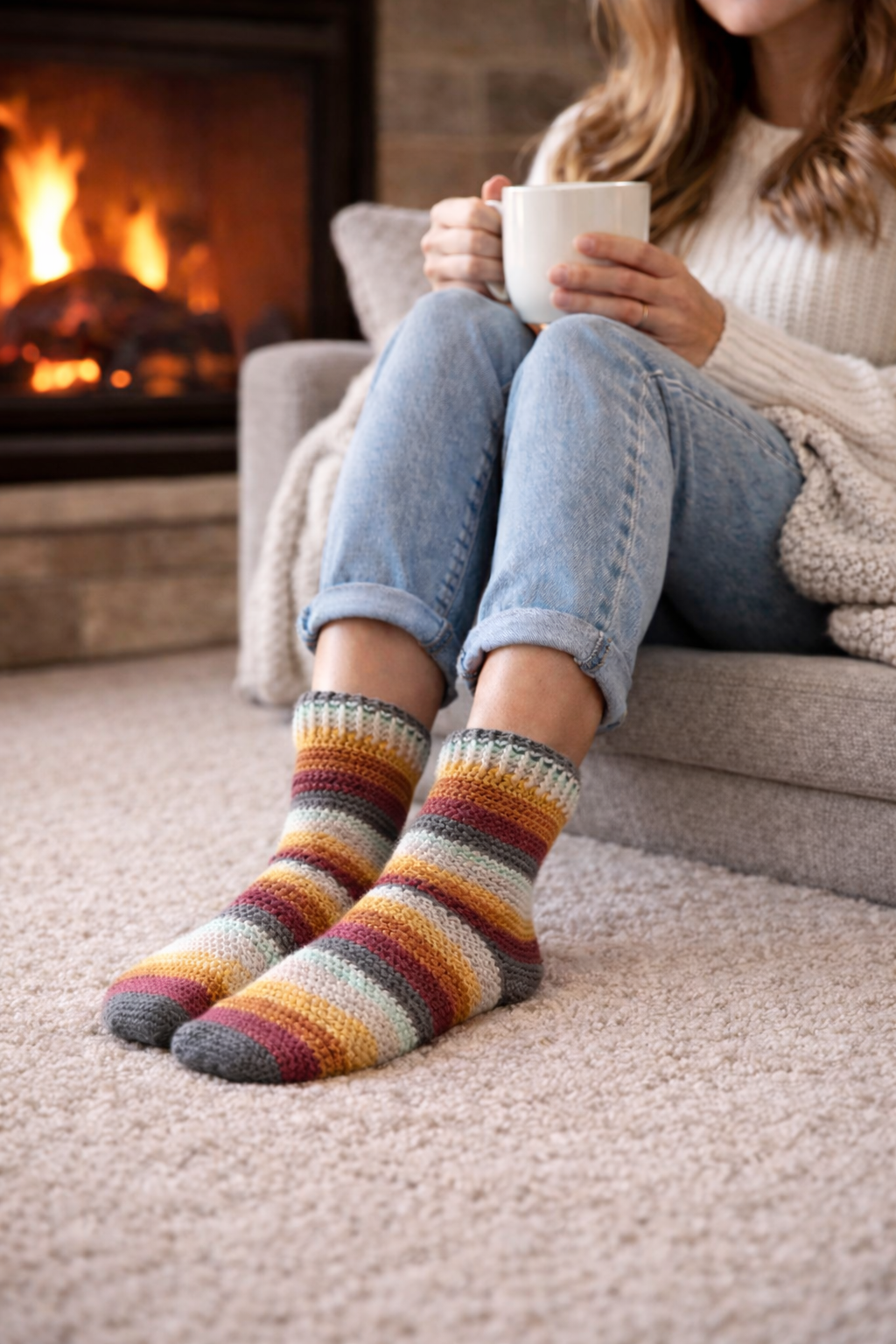 Herringbone Socks – Toe-Up Socks Crochet Pattern