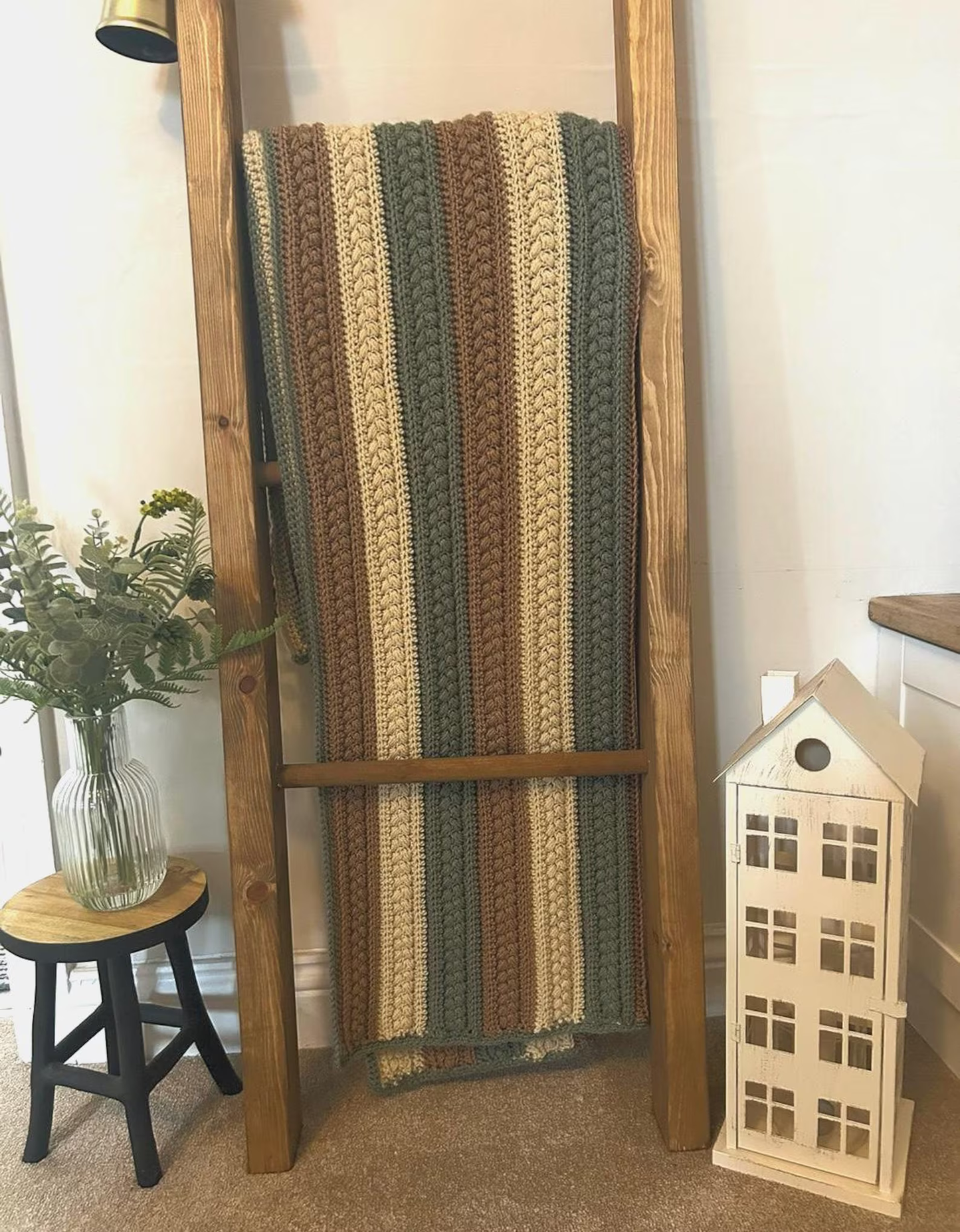 Rustic Farmhouse Throw Blanket Crochet Pattern