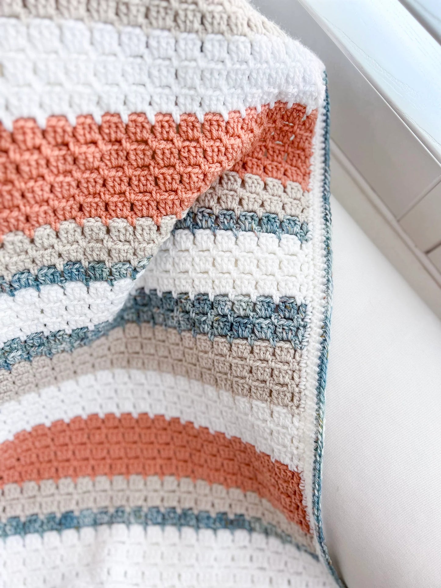 Terracotta Shores Blanket Crochet Pattern – Easy Block Stitch Throw