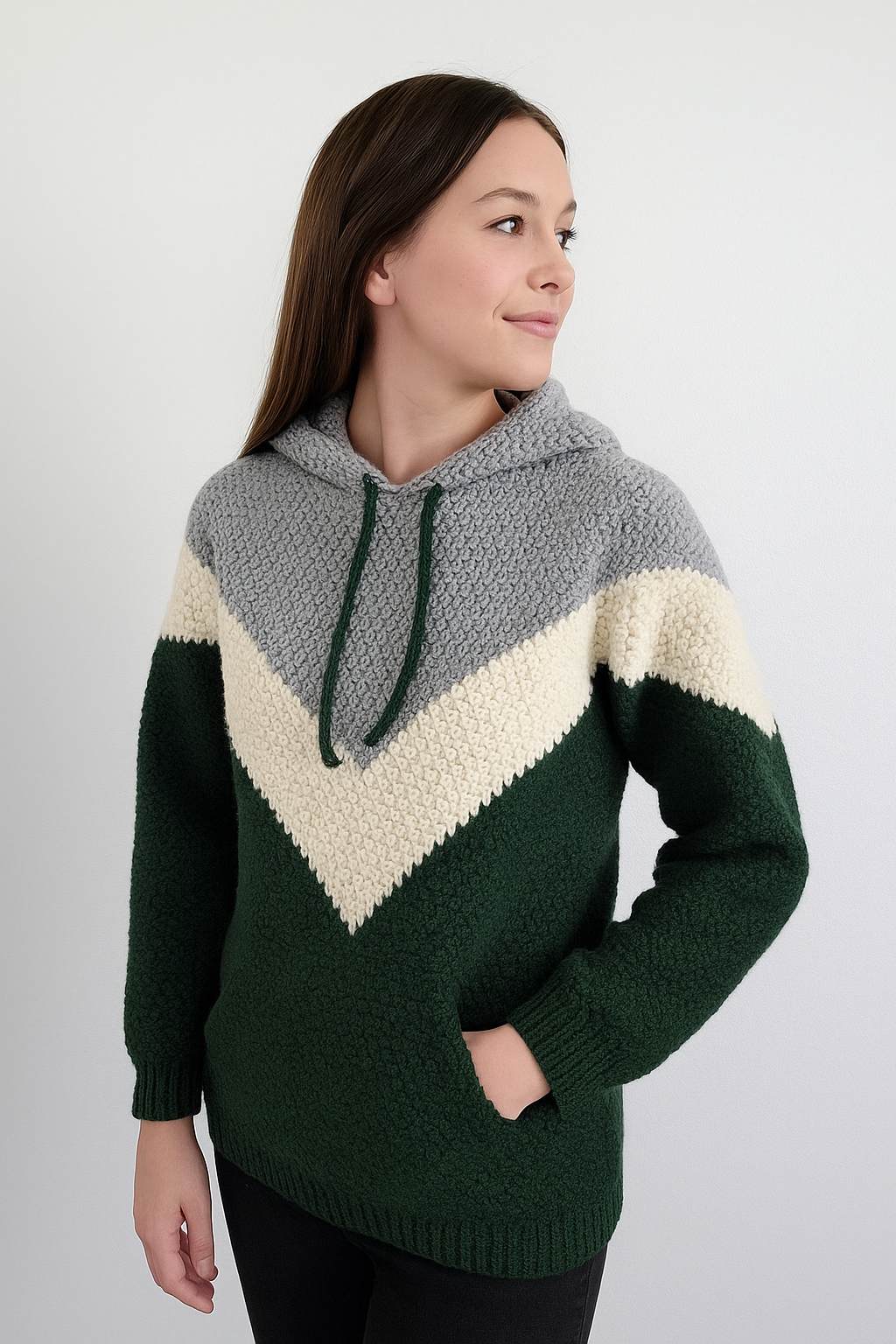 Crochet Hoodie Pattern | Optional Hood & Pocket | Sizes XS–3X