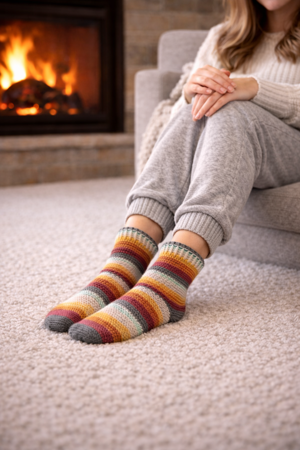 Herringbone Socks – Toe-Up Socks Crochet Pattern