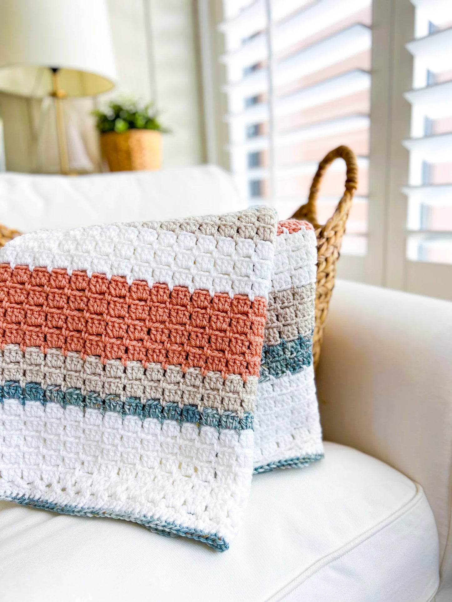 Terracotta Shores Blanket Crochet Pattern – Easy Block Stitch Throw
