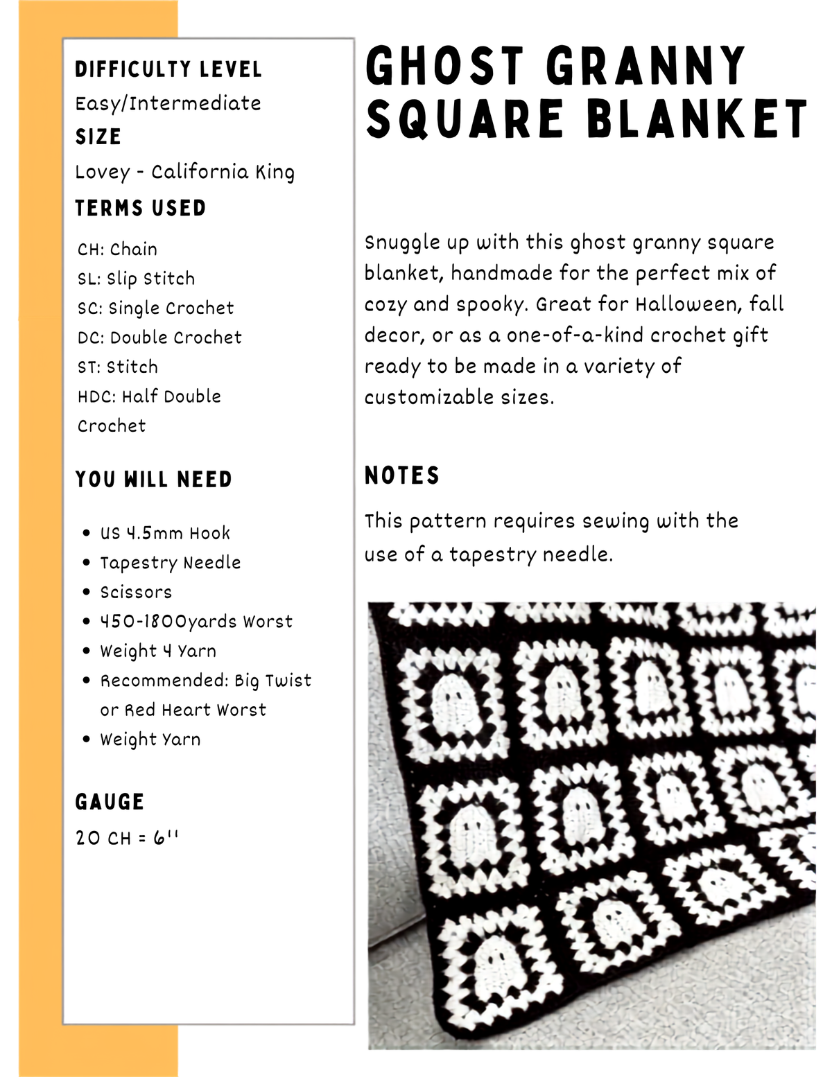 Ghost Granny Square Blanket Pattern Easy Halloween CROCHET PATTERN + Video