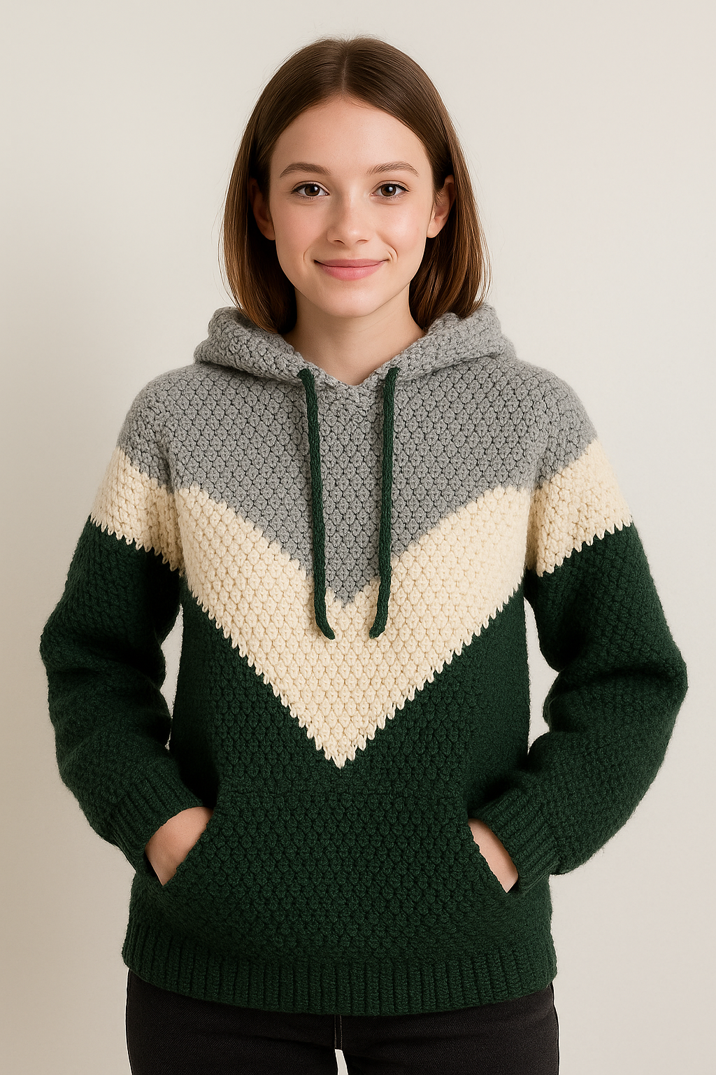 Crochet Hoodie Pattern | Optional Hood & Pocket | Sizes XS–3X