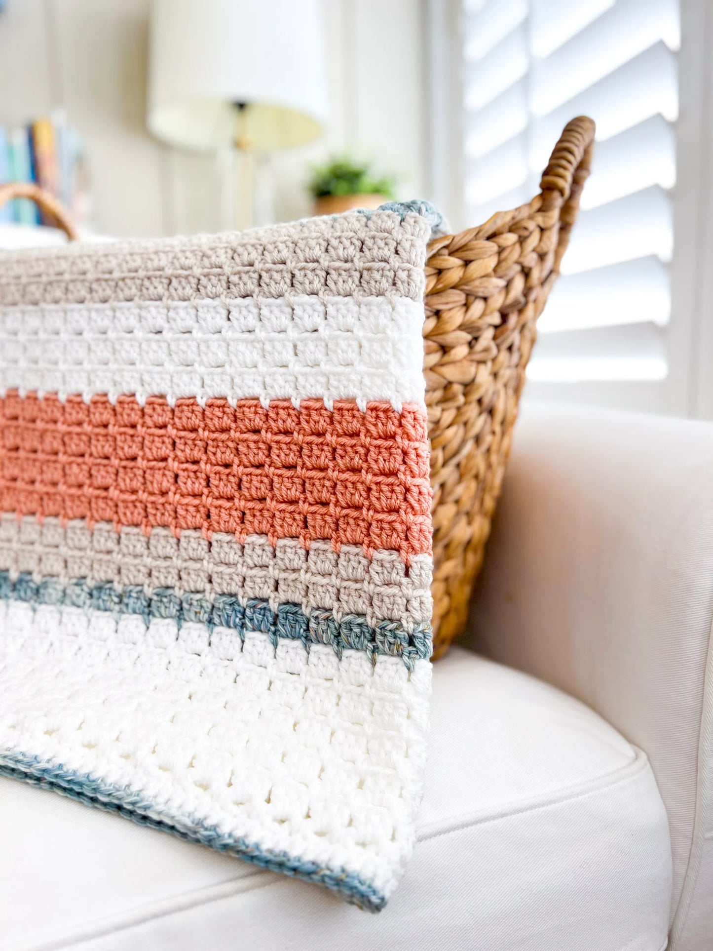 Terracotta Shores Blanket Crochet Pattern – Easy Block Stitch Throw