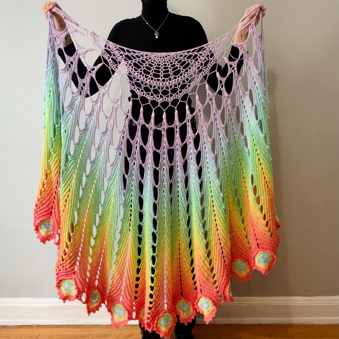 Peacocking Shawl Crochet Pattern  Peacock Feather Shawl