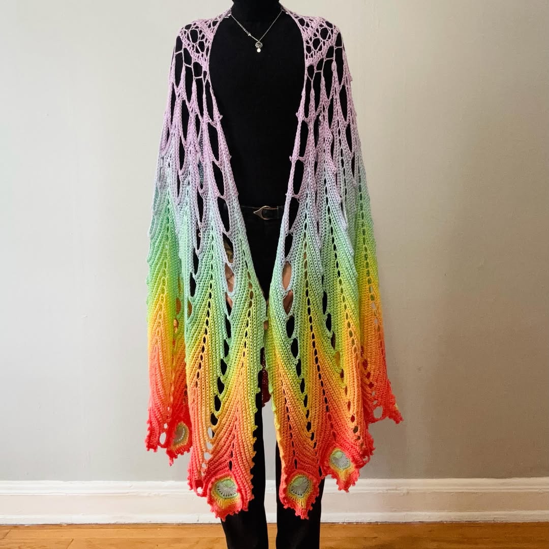Peacocking Shawl Crochet Pattern  Peacock Feather Shawl