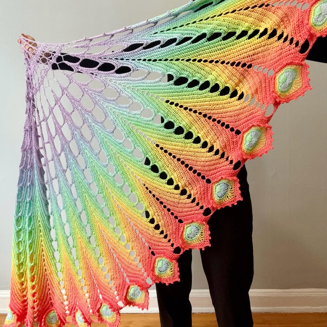 Peacocking Shawl Crochet Pattern  Peacock Feather Shawl