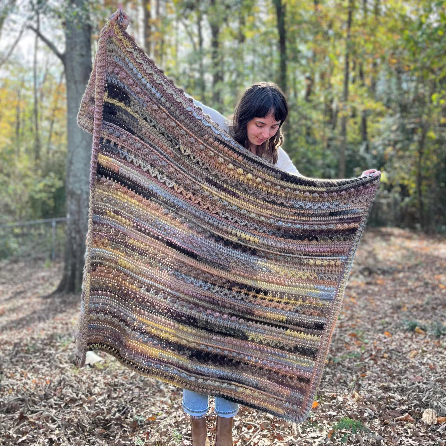 Modern Textured Blanket in 8 Sizes Crochet Pattern
