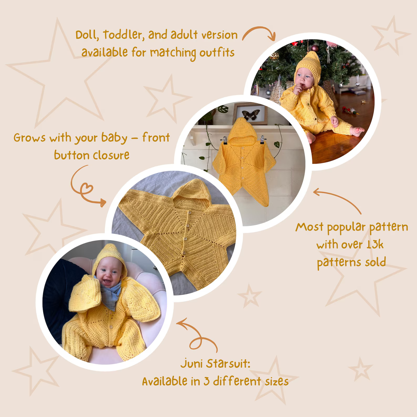 Juni Starsuit Crochet Pattern PDF | Baby Costume | Newborn–6 Months