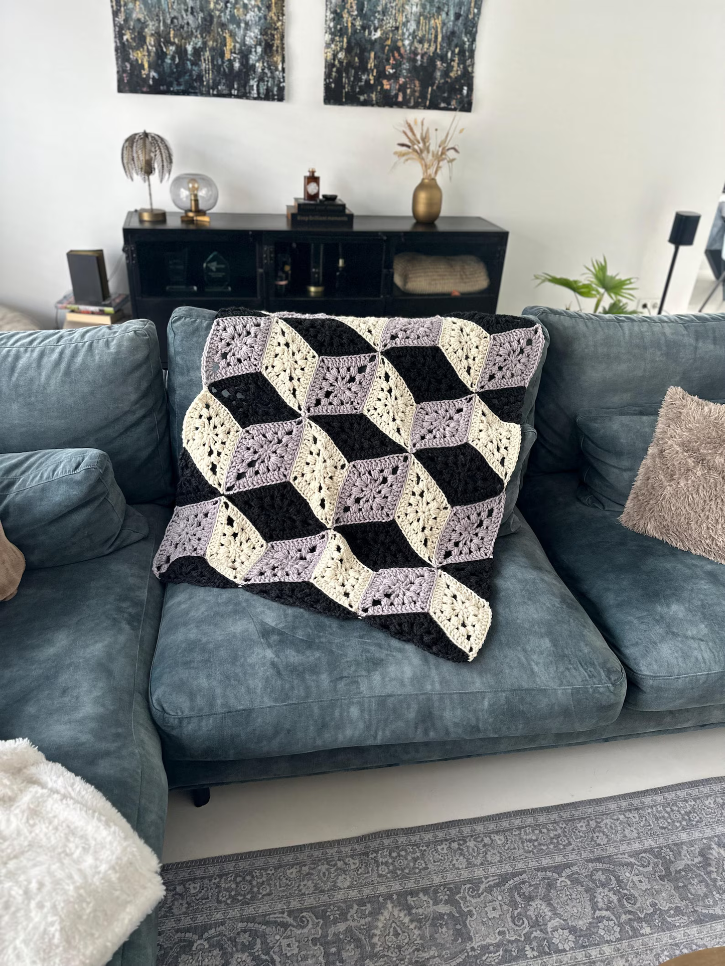 3D Cube Diamond Blanket Crochet Pattern + Video Tutorial (PDF)